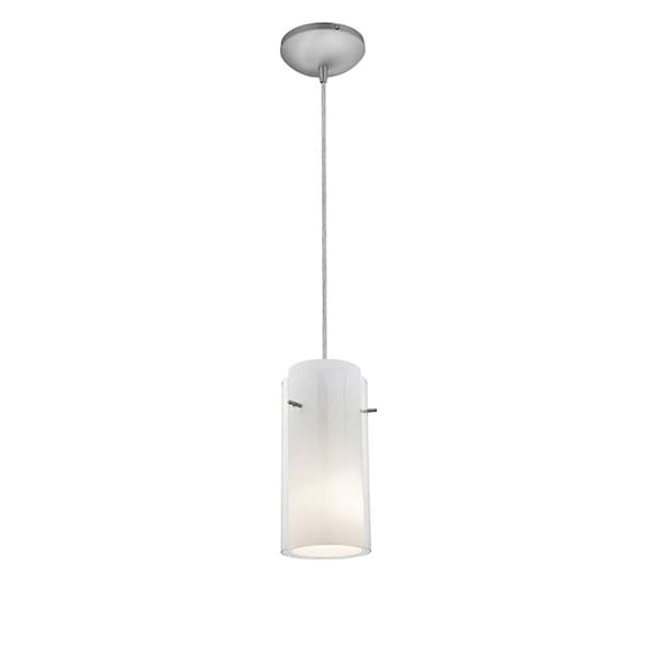 Access Lighting Glassn Glass Cylinder, LED Pendant, Brushed Steel Finish, Clear Opal Glass 28033-3C-BS/CLOP - main